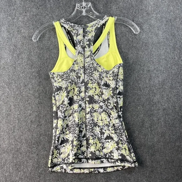 Lululemon Inspiration Tank II Crosscourt Petal Black Clarity Yellow Size 2 EUC - Picture 4 of 7